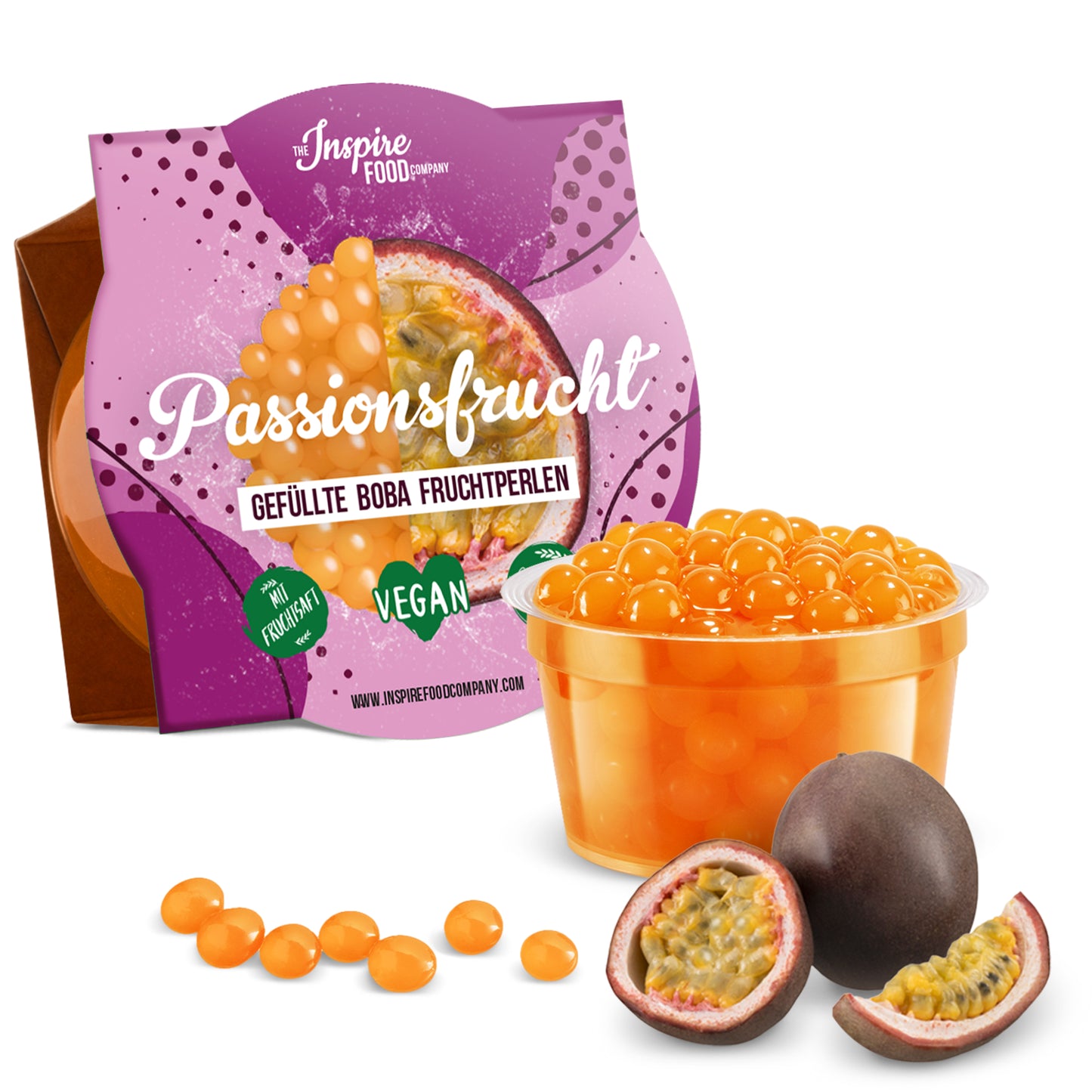 Passion Fruit Fruit Pearls - 100 g cups (x100)