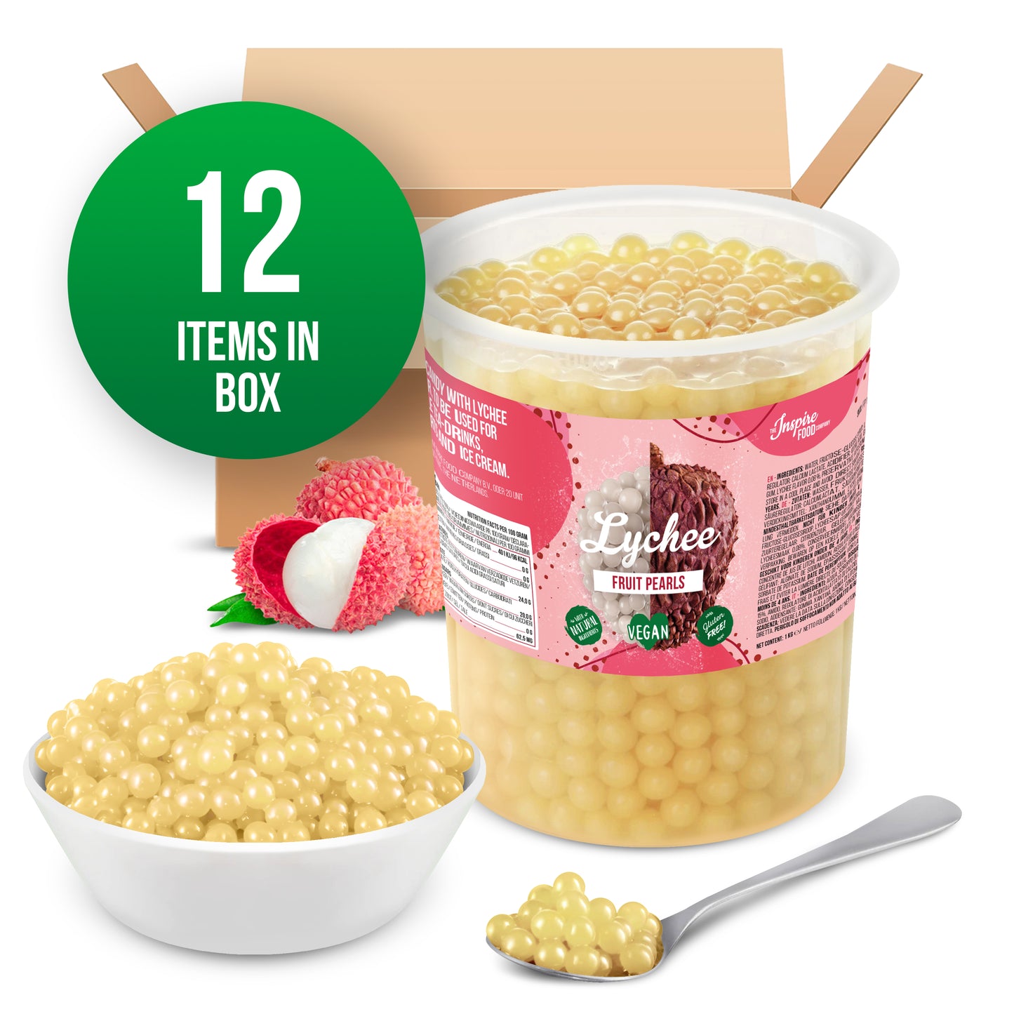 Lychee Fruitparels - 1 kg Emmers (x12)