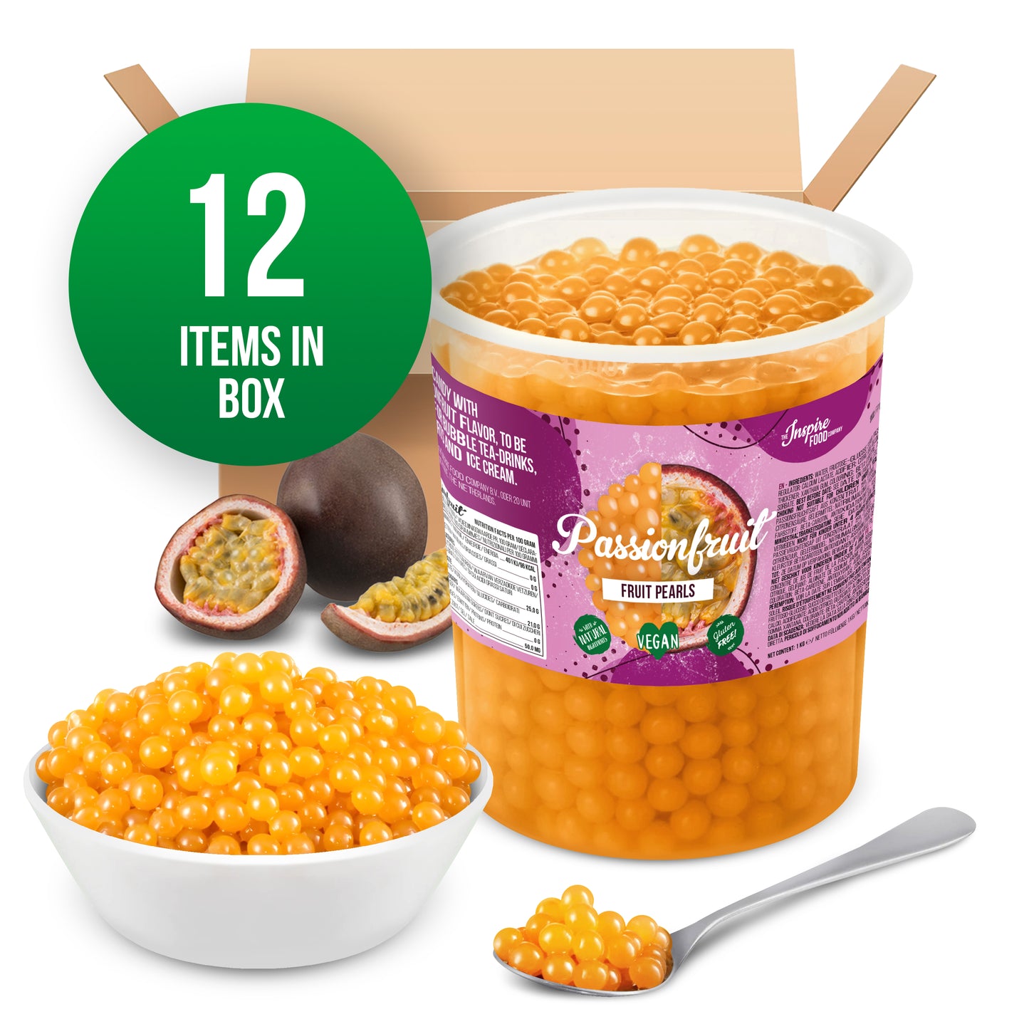 Passionfruit Fruit Pearls - 1 kg Tubs (x12)