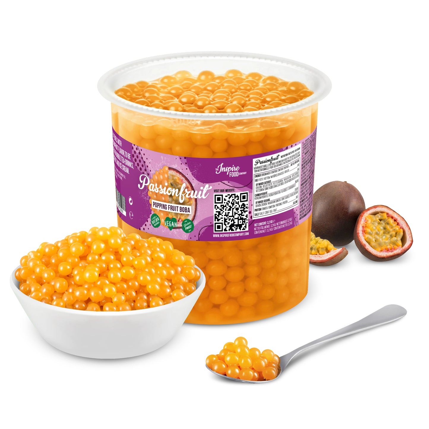 Passionfruit Fruit Pearls - 3.2 kg Tubs (x4)