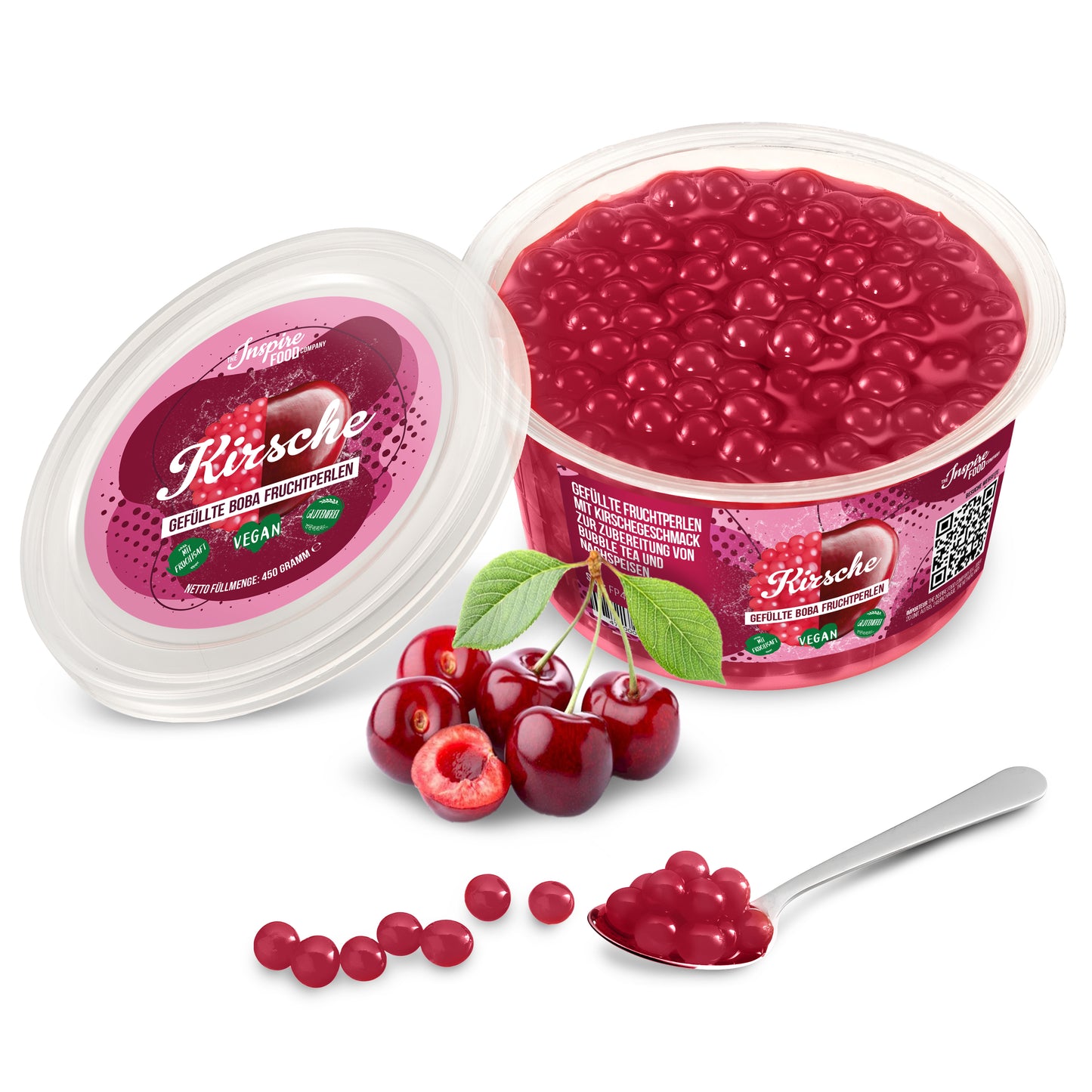 Cherry Fruit Pearls - 450 g Cups (x12)