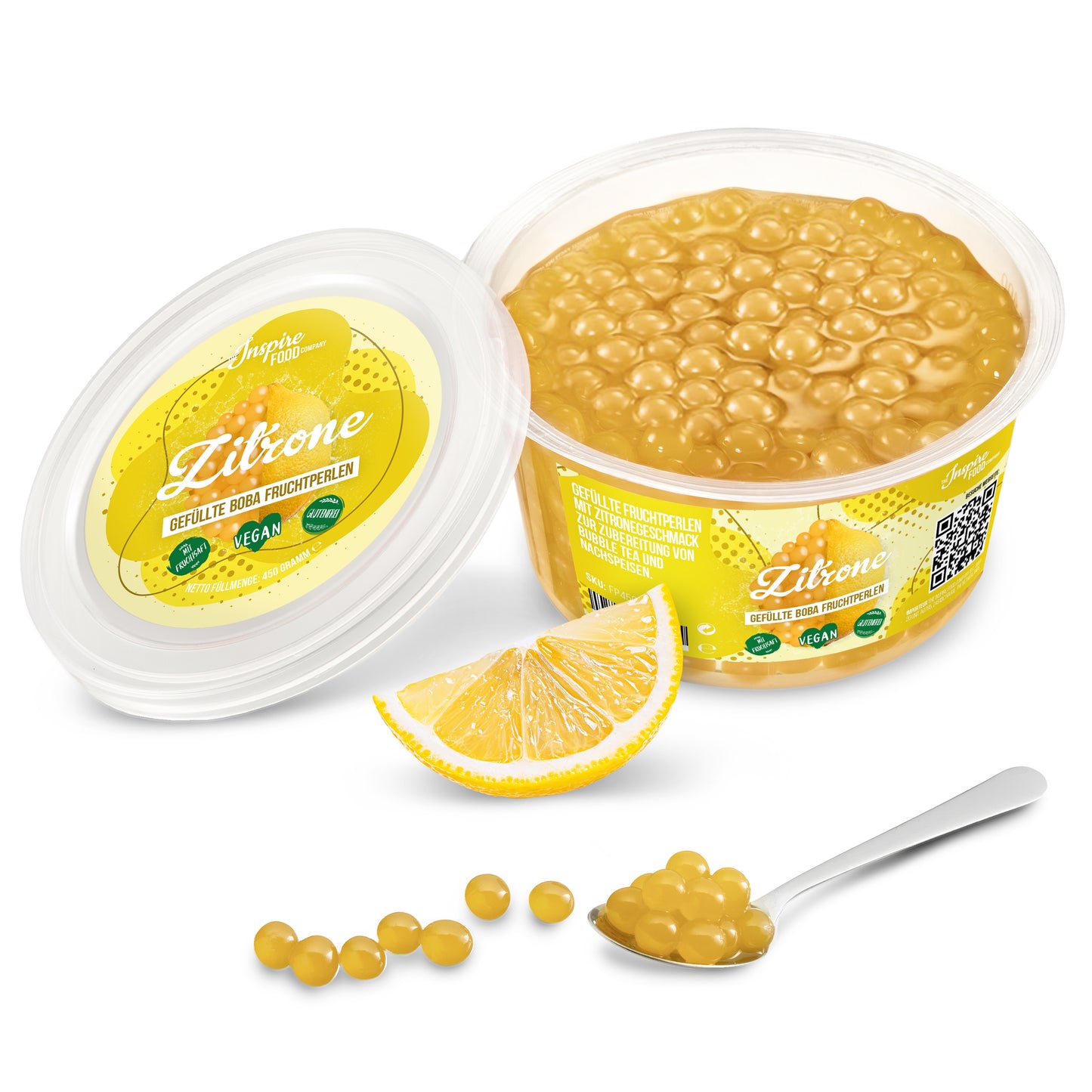 Lemon Fruit Pearls - 450g Cups (x12)
