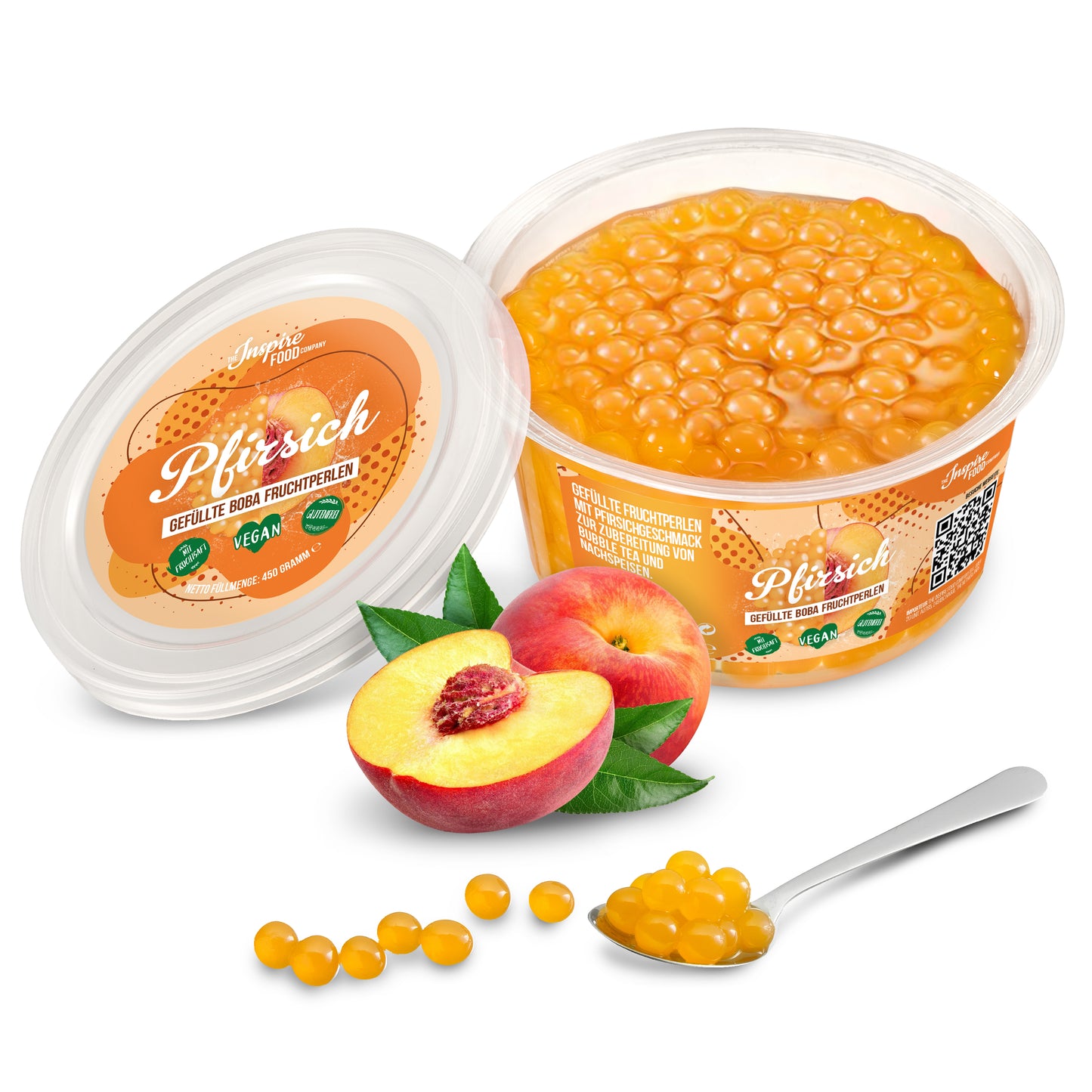 Peach Fruit Pearls - 450 g Cups (x12)