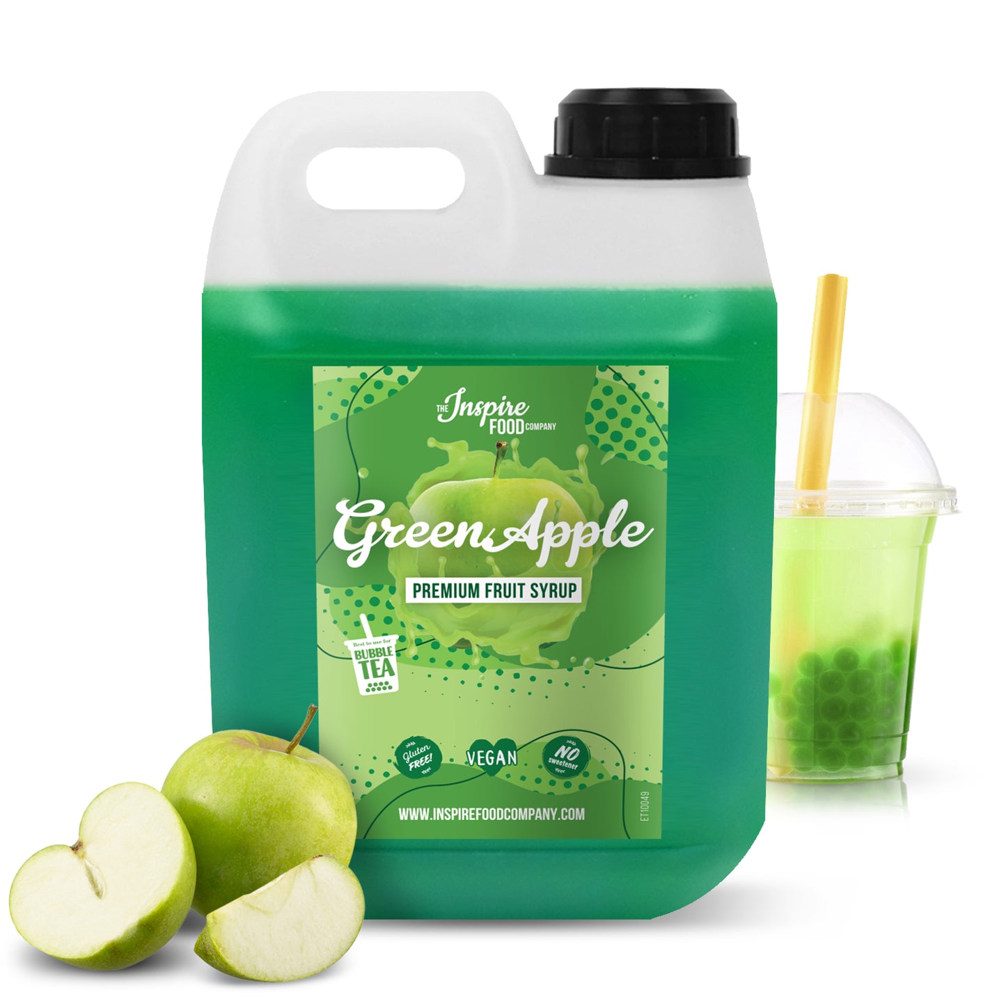 Premium Green Apple Fruit Syrup - 5 x 2 L (Artificial Coloring)