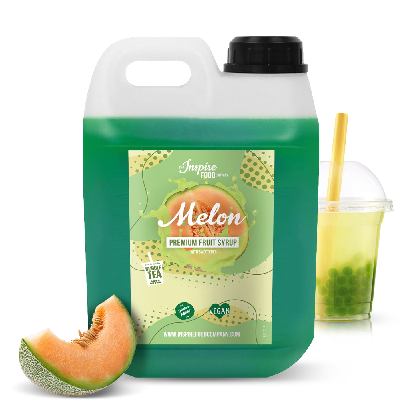 Premium Honeydew Fruit Syrup - 5 x 2 L (Natural Coloring)