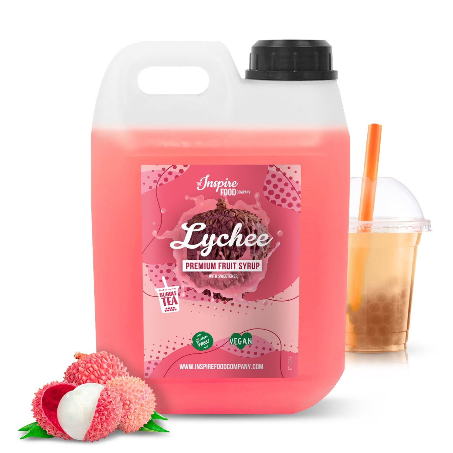 Premium Lychee Fruit Syrup - 5 x 2 L (Artificial Coloring)