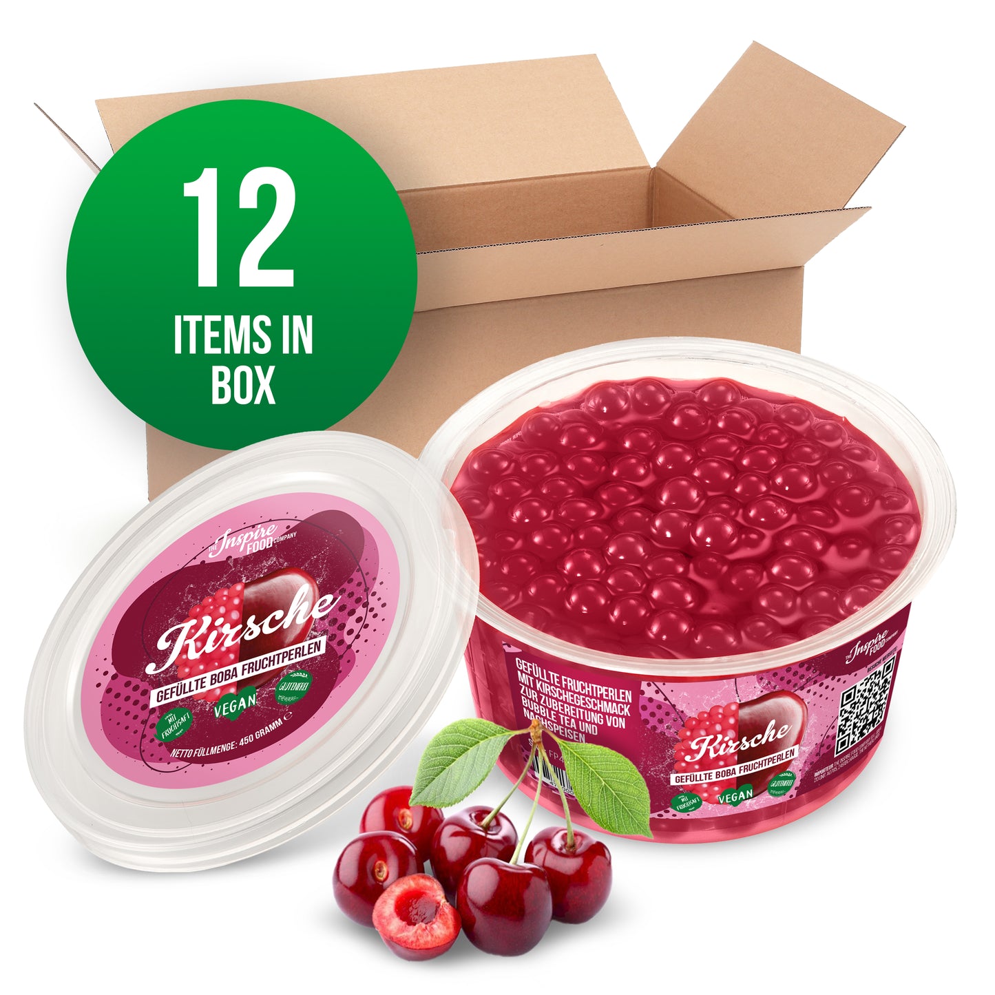 Cherry Fruit Pearls - 450 g Cups (x12)
