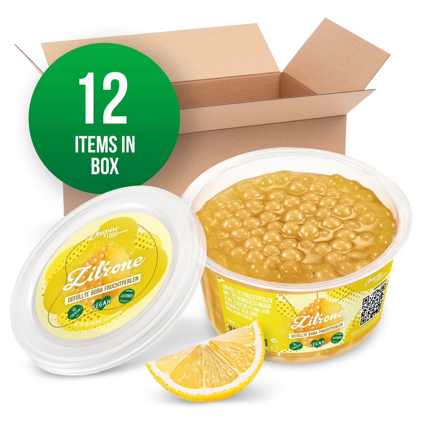 Lemon Fruit Pearls - 450g Cups (x12)