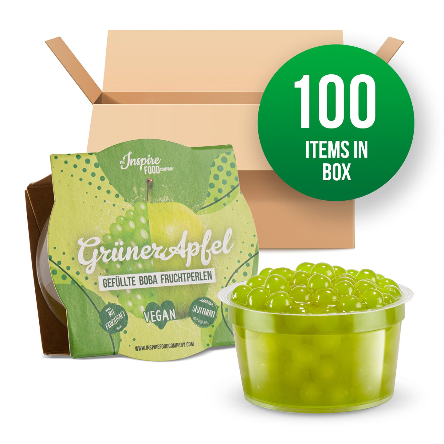 Green Apple Fruit Pearls - 100 g cups (x100)