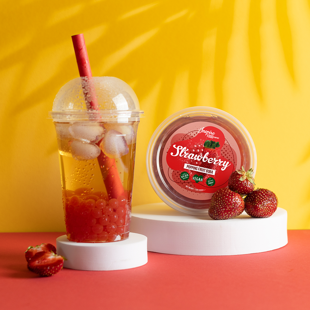 Strawberry Fruit Pearls - 450 g Cups (x12)