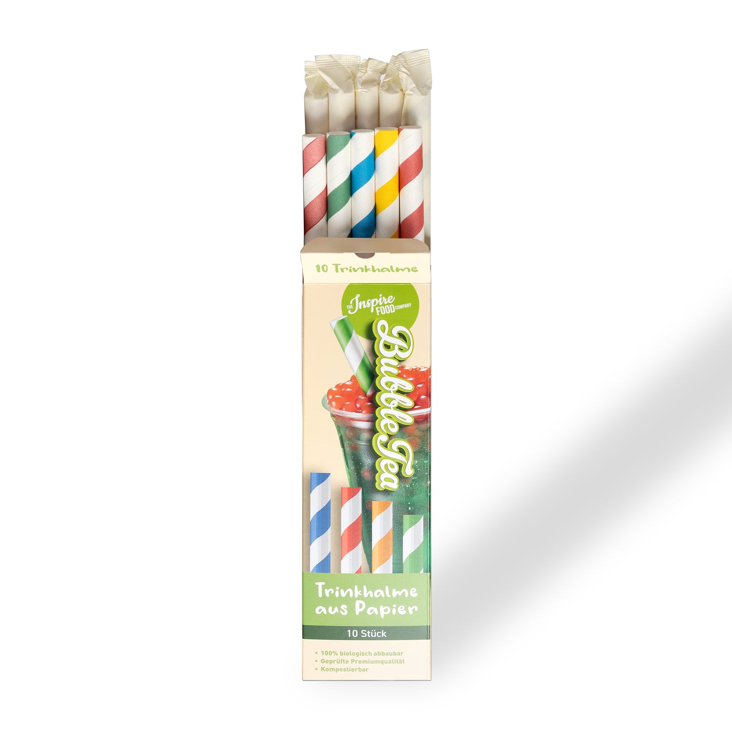 Multicolored Paper straws individually wrapped box 72x 10 packs