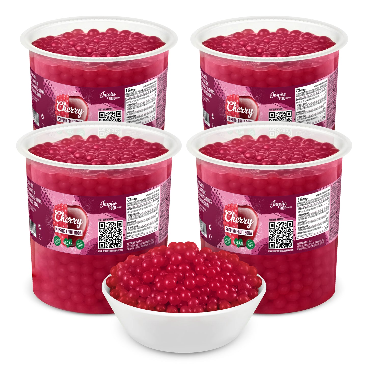 Raspberry Fruit Pearls - 3.2 kg Tubs (x4)