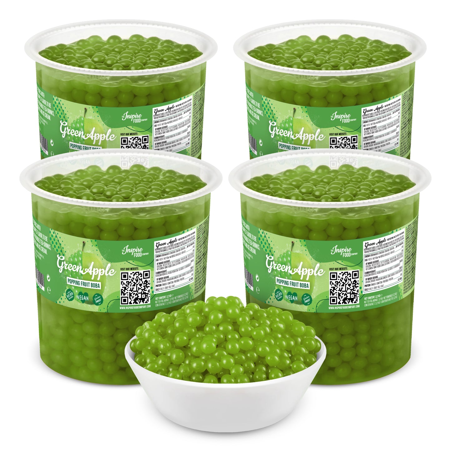 Grüner Apfel Fruchtperlen - 3.2 kg Eimer (x4)