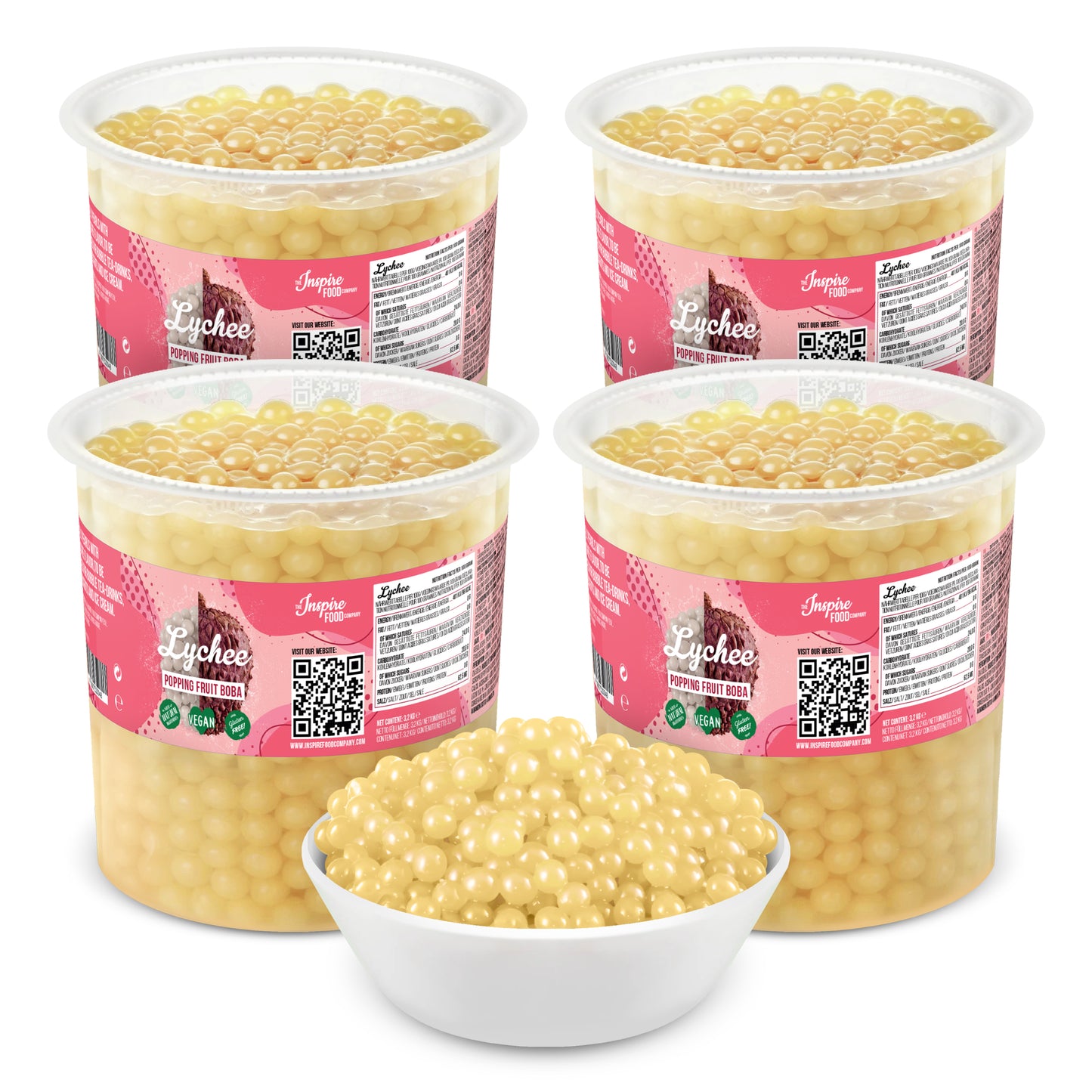 Lychee Fruit Pearls - 3.2 kg Tubs (x4)