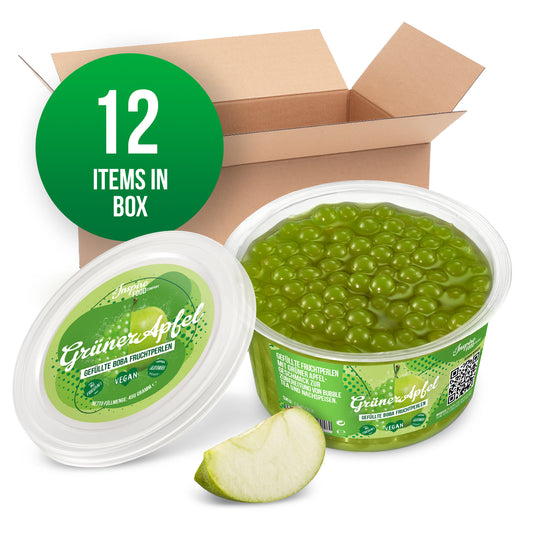 Green Apple Fruit Pearls - 450 g Cups (x12) - Product Labeled for USA Market