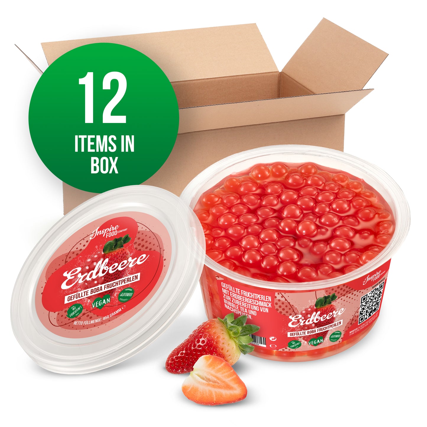 Strawberry Fruit Pearls - 450 g Cups (x12)