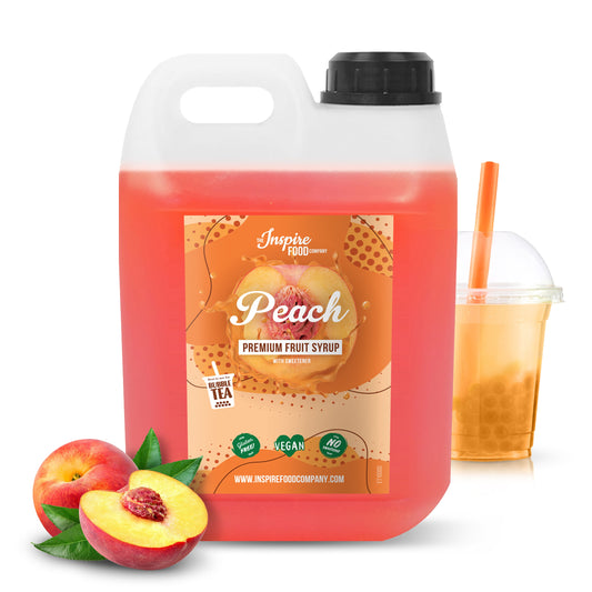 Premium Peach Fruit Syrup - 5 x 2 L (No Colourants) - SHORT EXPIRY