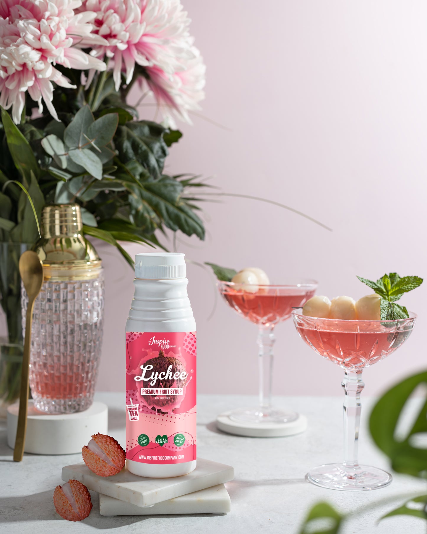Premium Lychee Fruitsiroop - 12 x 300 ml (Kunstmatige Kleurstoffen)