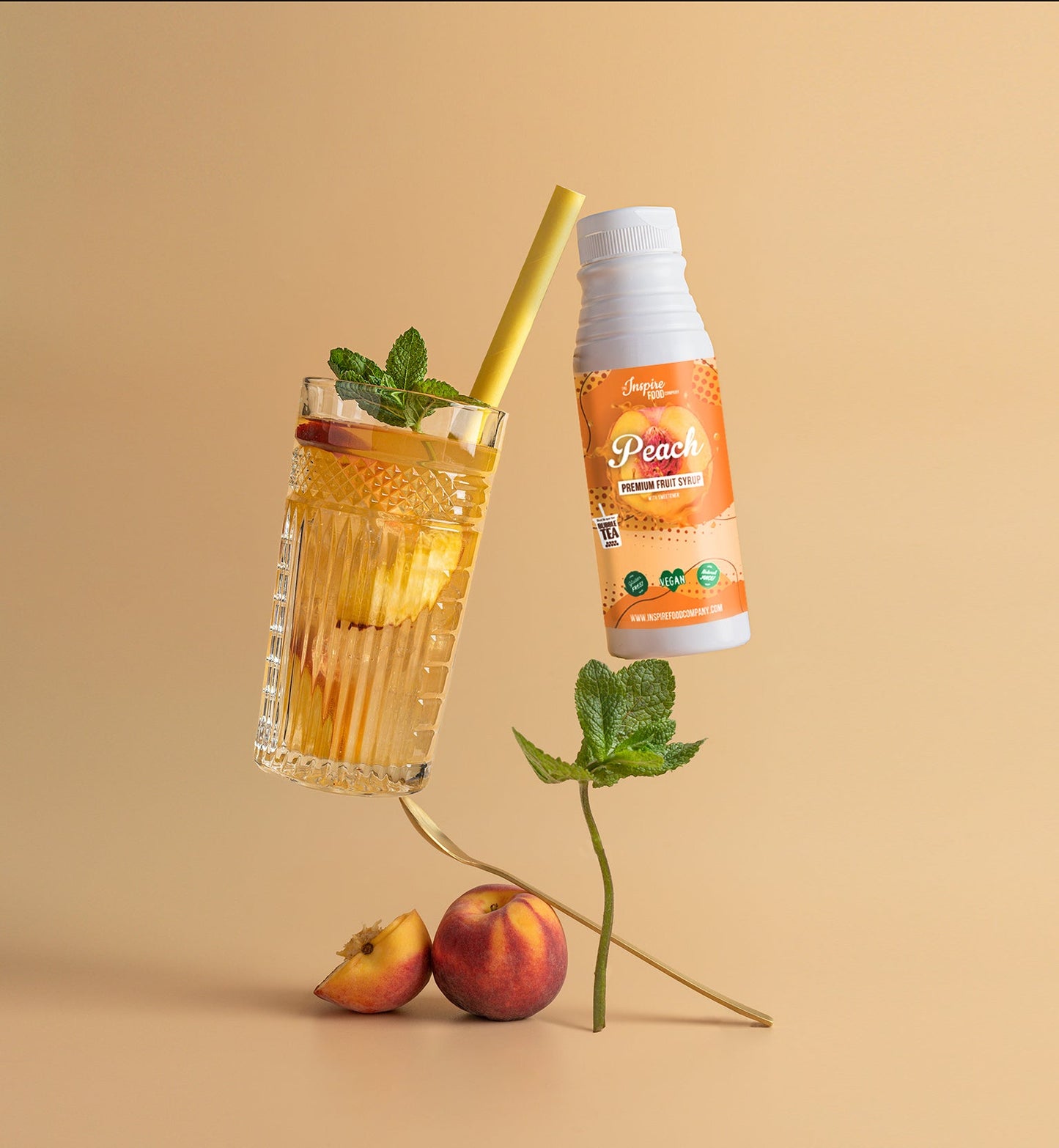 Premium Pfirsich-Fruchtsirup – 5 × 2 l (ohne Farbstoffe) – KURZES VERFALLSDATUM