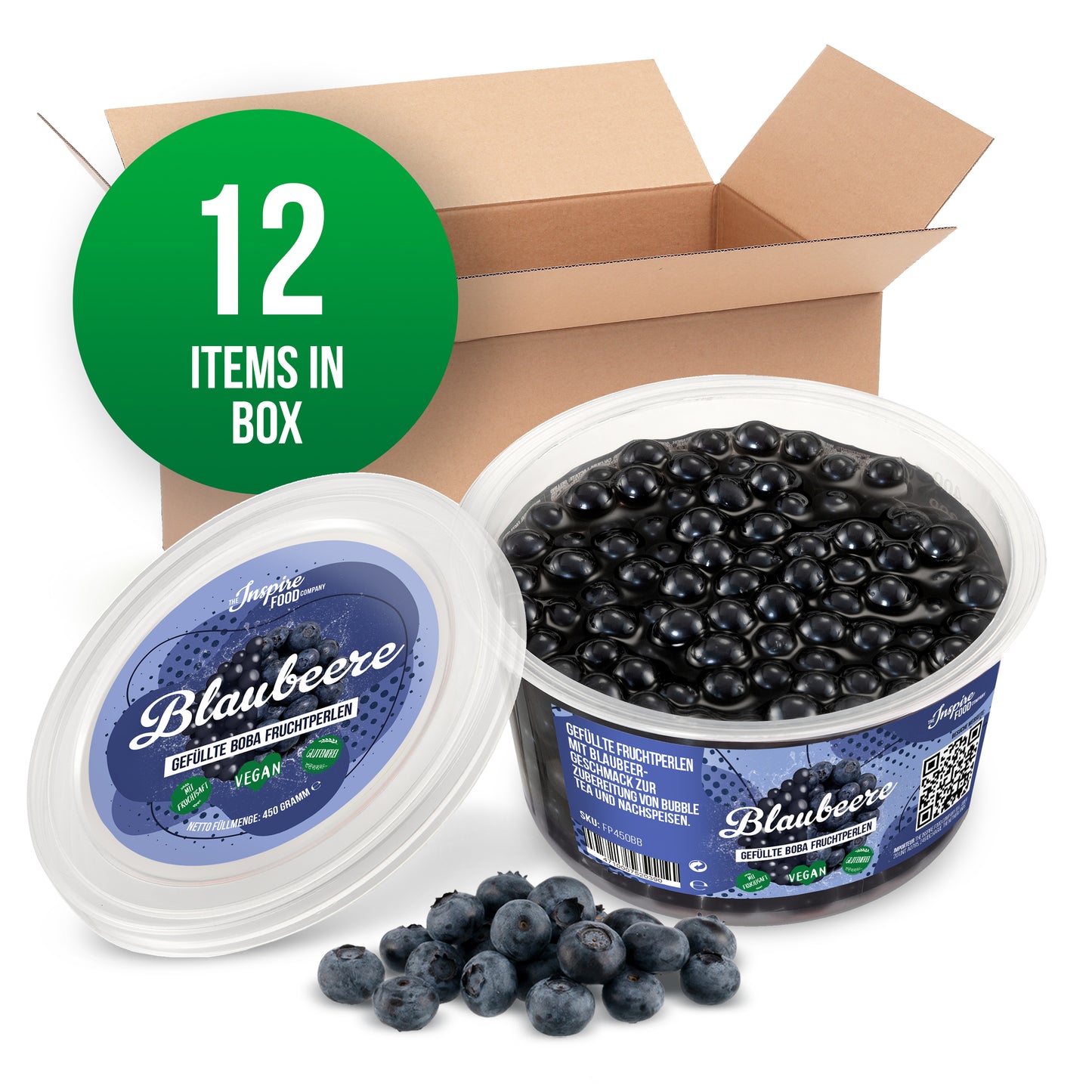 Blueberry Fruit Pearls - 450 g Cups (x12)