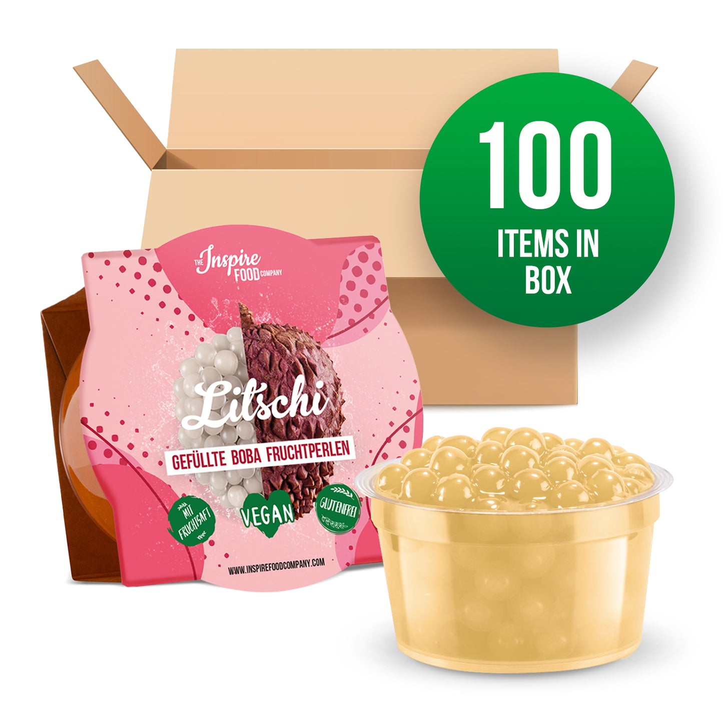 Lychee Fruit Pearls - 100 g cups (x100)