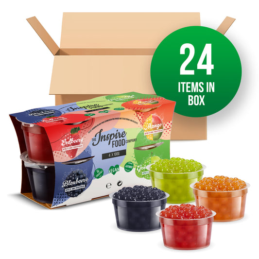 Aardbei, Mango, Blauwe Bes, Groene Appel Fruitparels - 4-pack 100 gram (x24) [KORTE HOUDBAARHEID]