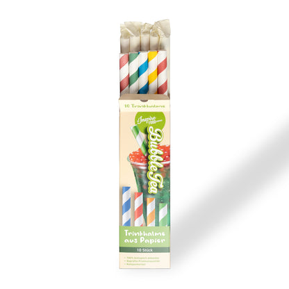 Pailles en papier multicolores emballées individuellement - 72 paquets de 10 pailles