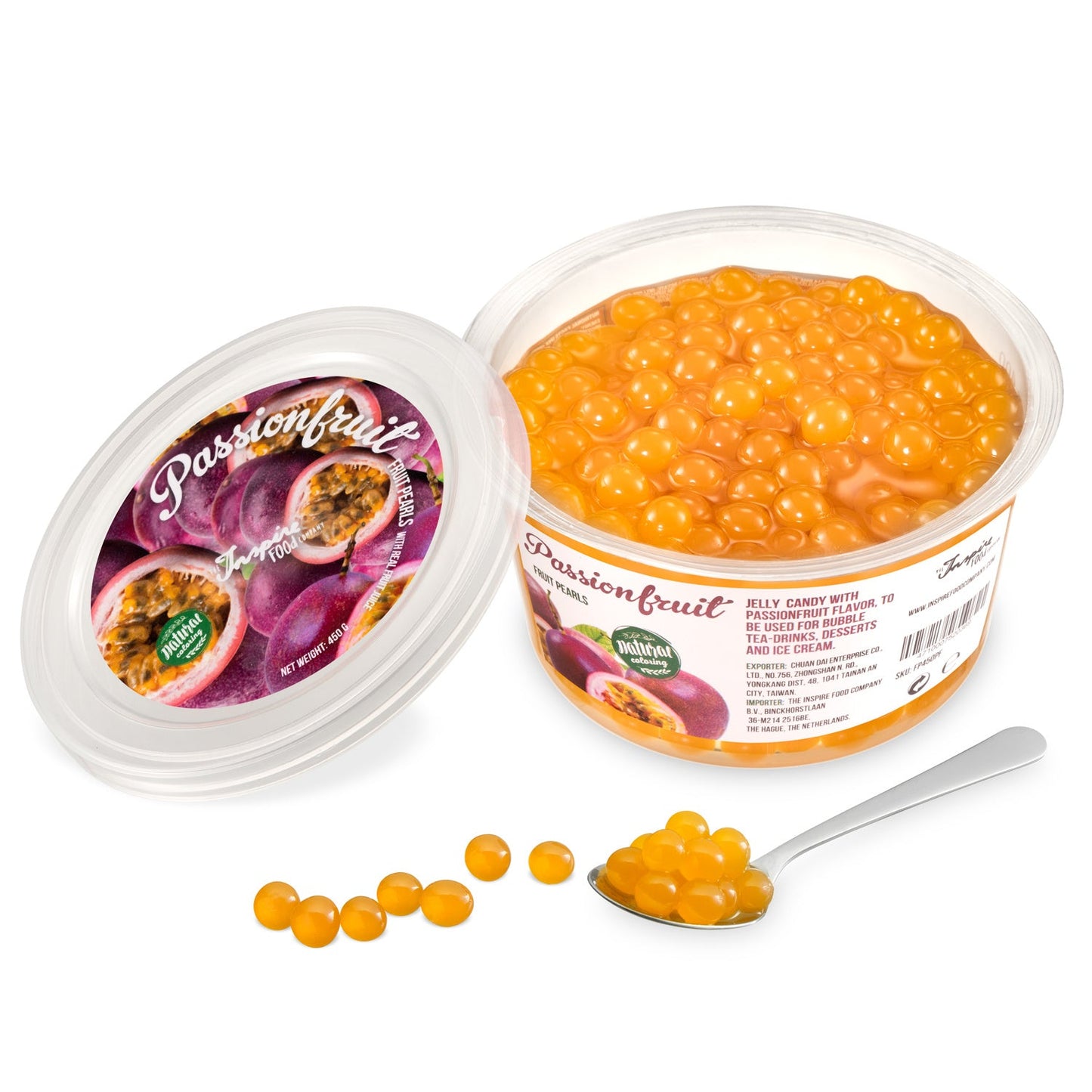 Passionfruit Fruit Pearls - 450g Cups (x12) [SHORT EXPIRY DATE]
